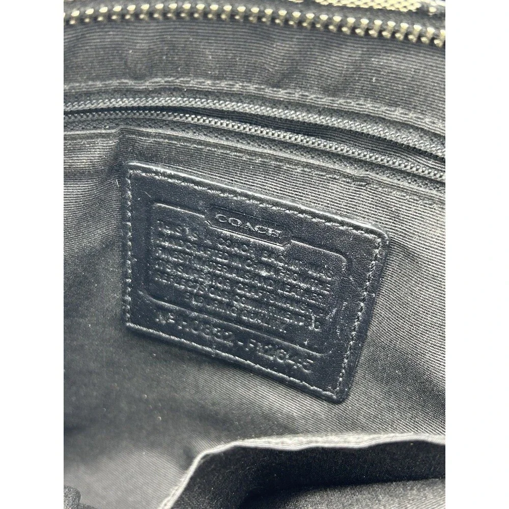 Vintage Coach Hampton Signature Canvas With Leather Trim Tote Bag Black And Tan